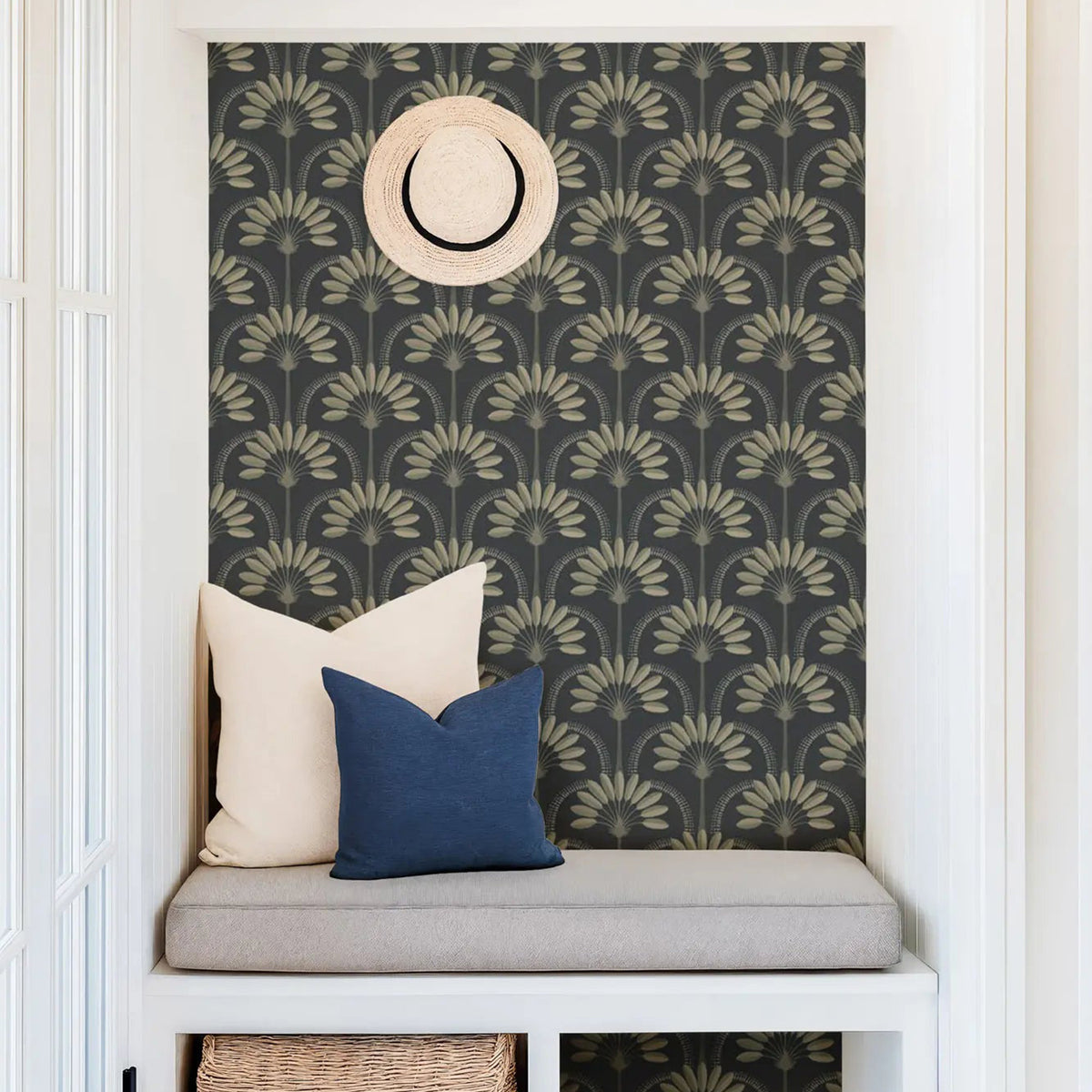Mitchell Black Palm Arches Wallpaper