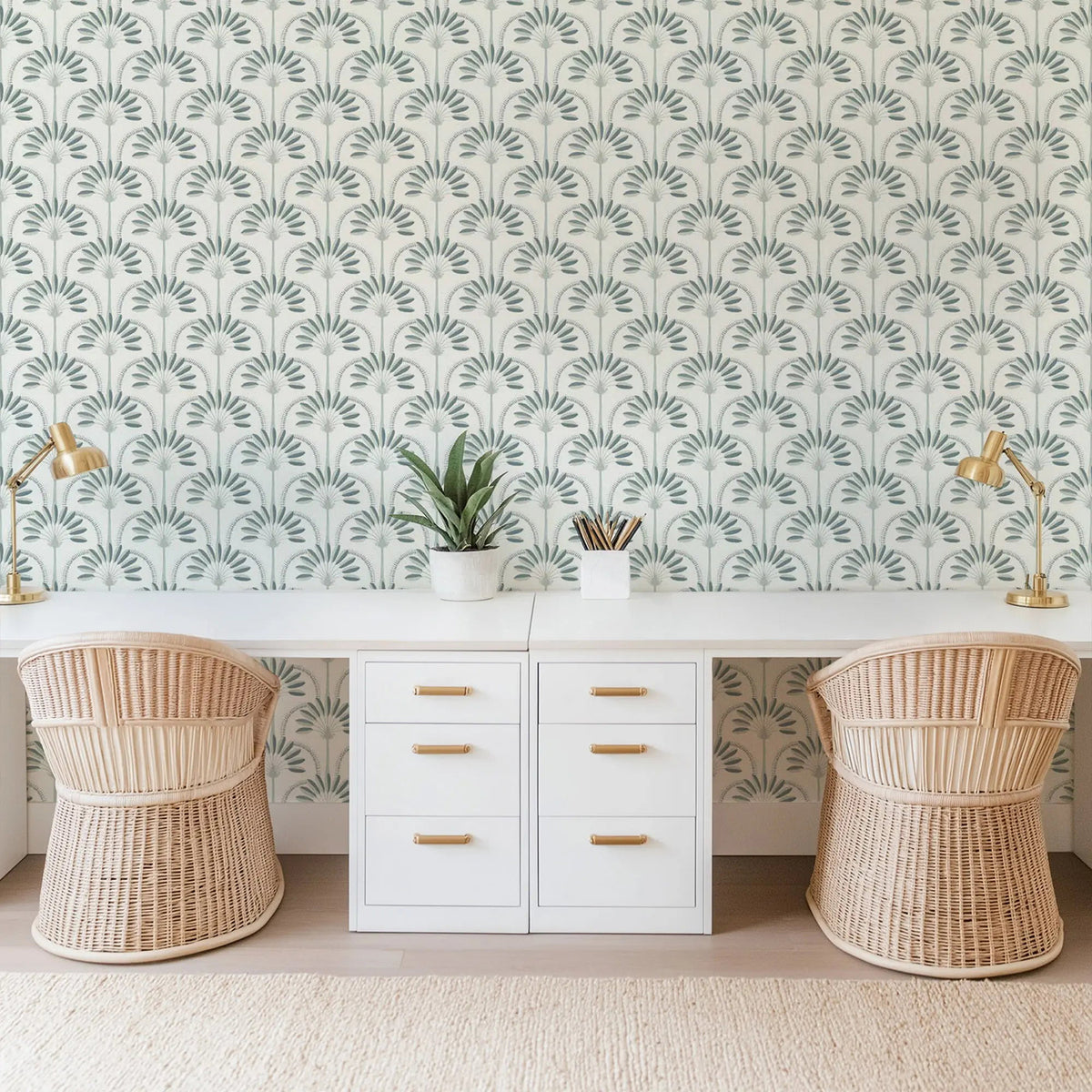 Mitchell Black Palm Arches Wallpaper