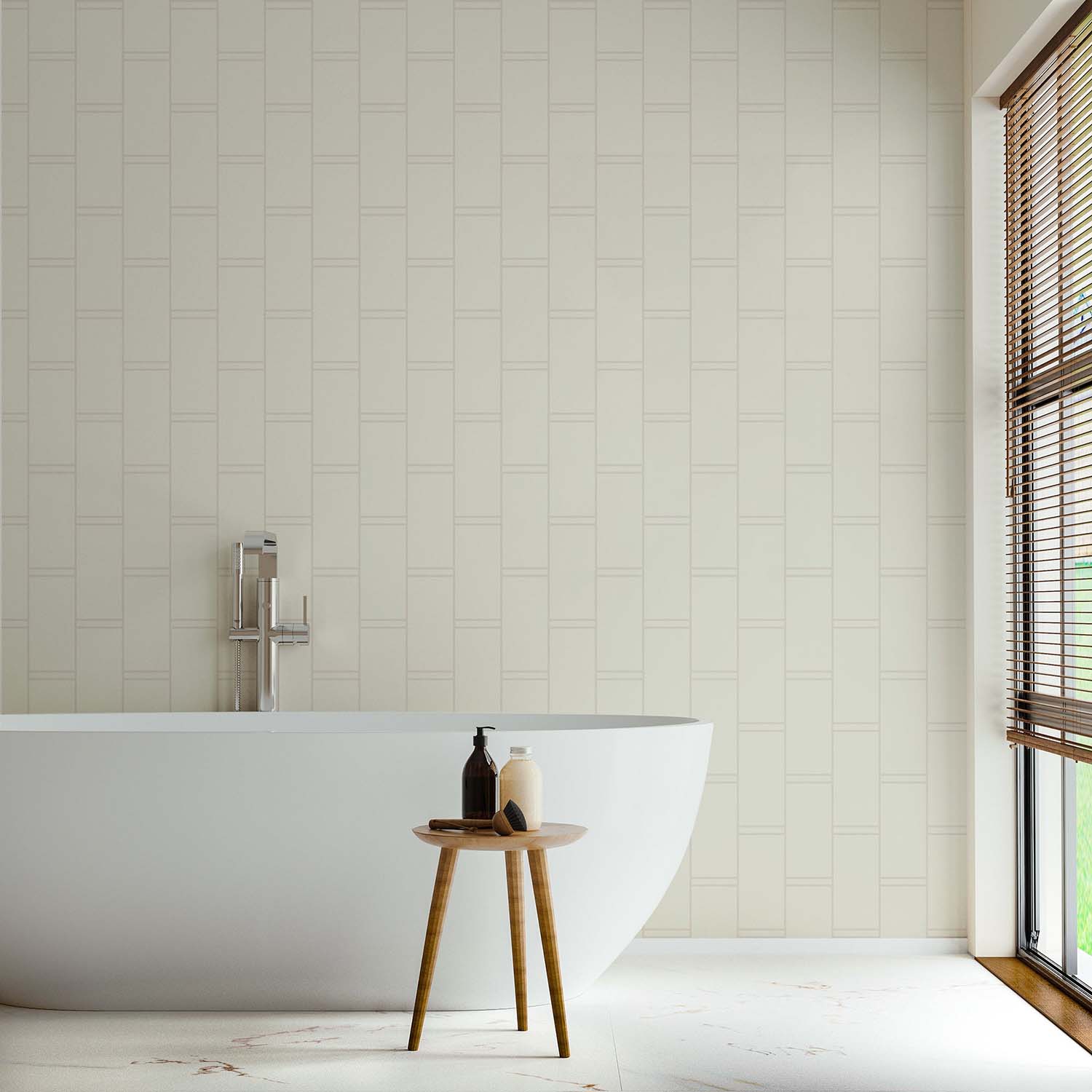 Pillar Stripe striped wallpaper in Oxford Blue, full drop view