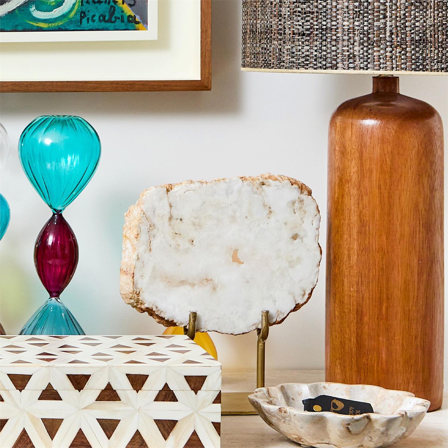 White Quartz Geode Slab Sculpture