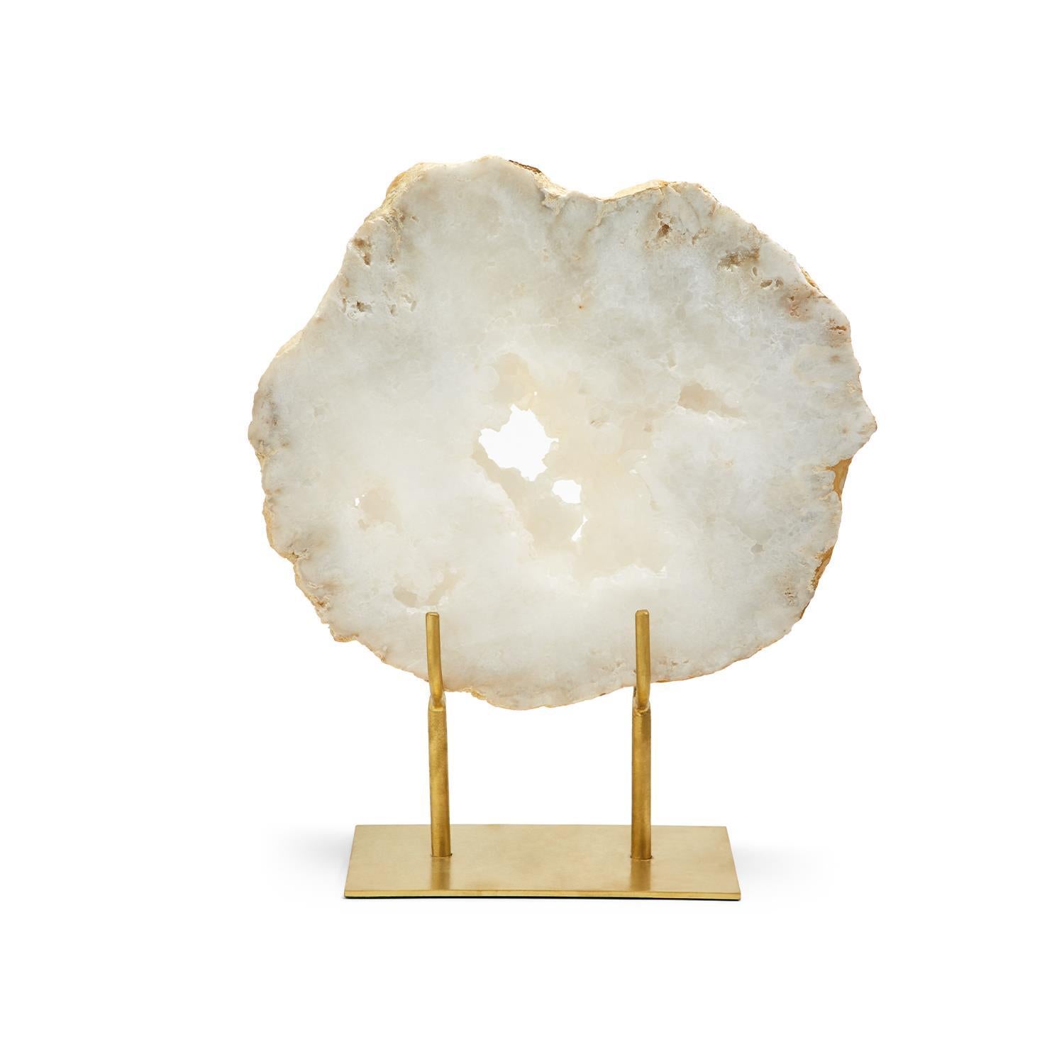 White Quartz Geode Slab Sculpture