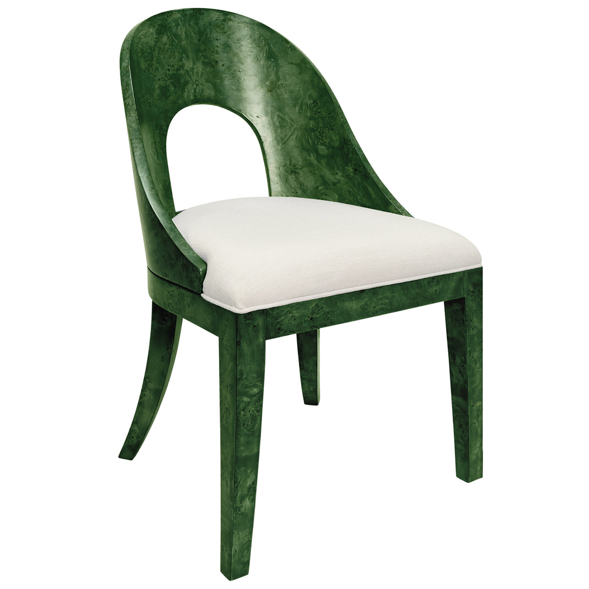 Worlds Away Rafferty Emerald Burlwood Dining Chair in Emerald Burlwood Finish, primary product view