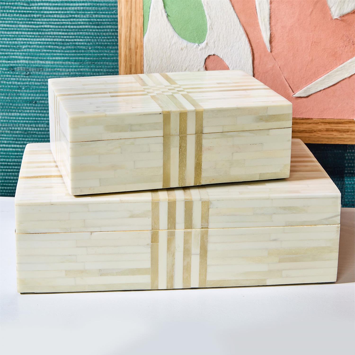 Monaco Stripe Covered Box Set of 2