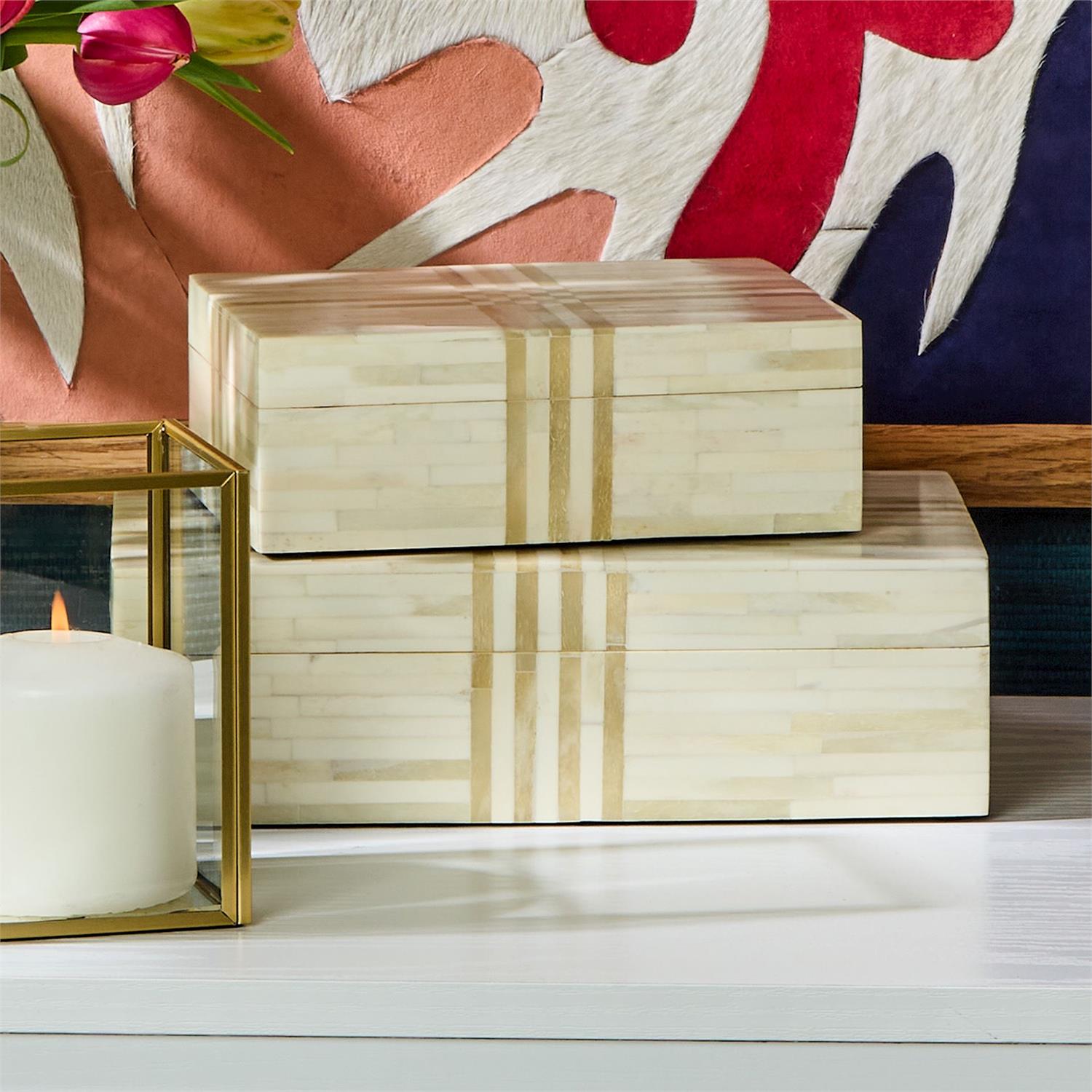 Monaco Stripe Covered Box Set of 2