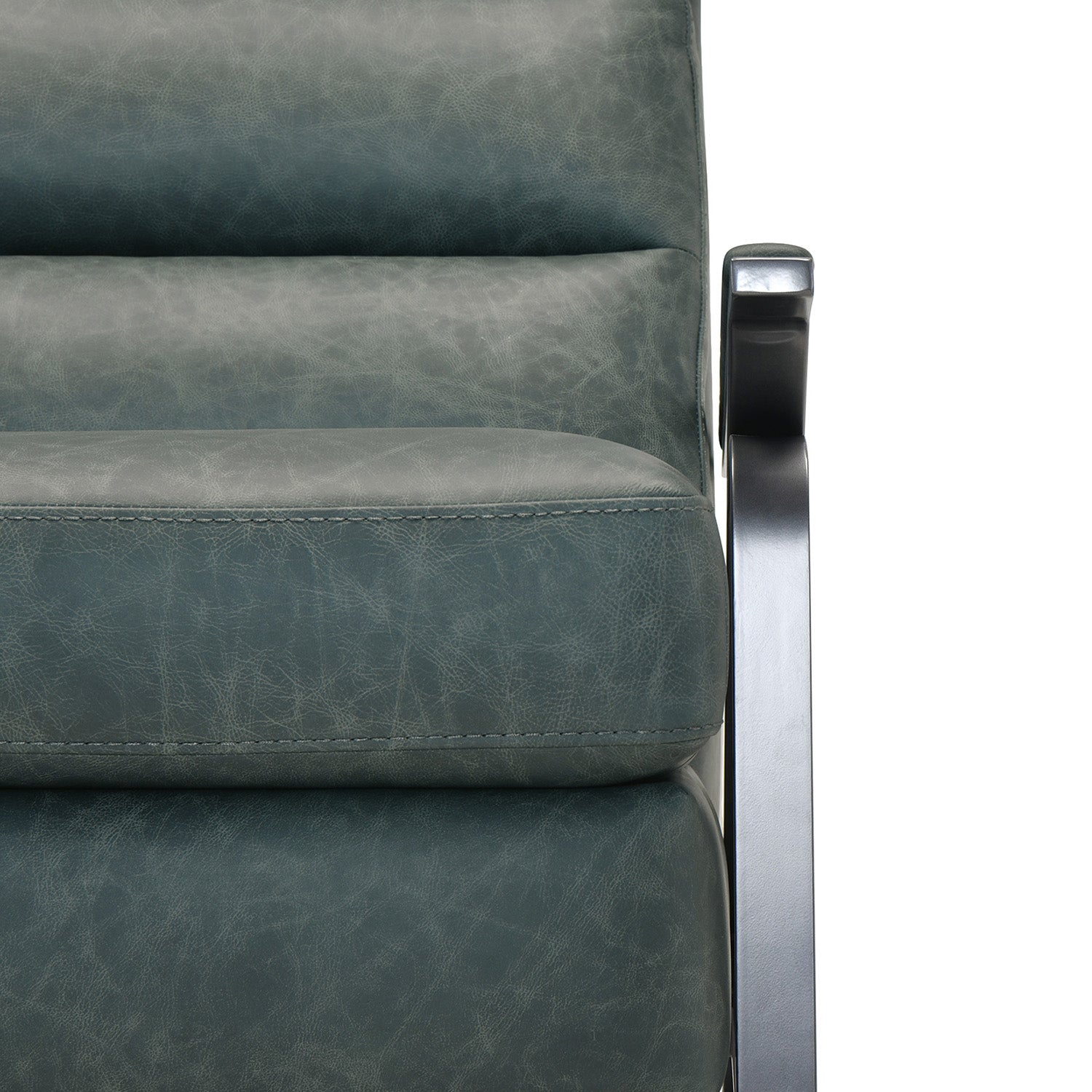 Hooker Furniture Elixir Blue Power Recliner with Power Headrest blue leather recliner, angled detail view