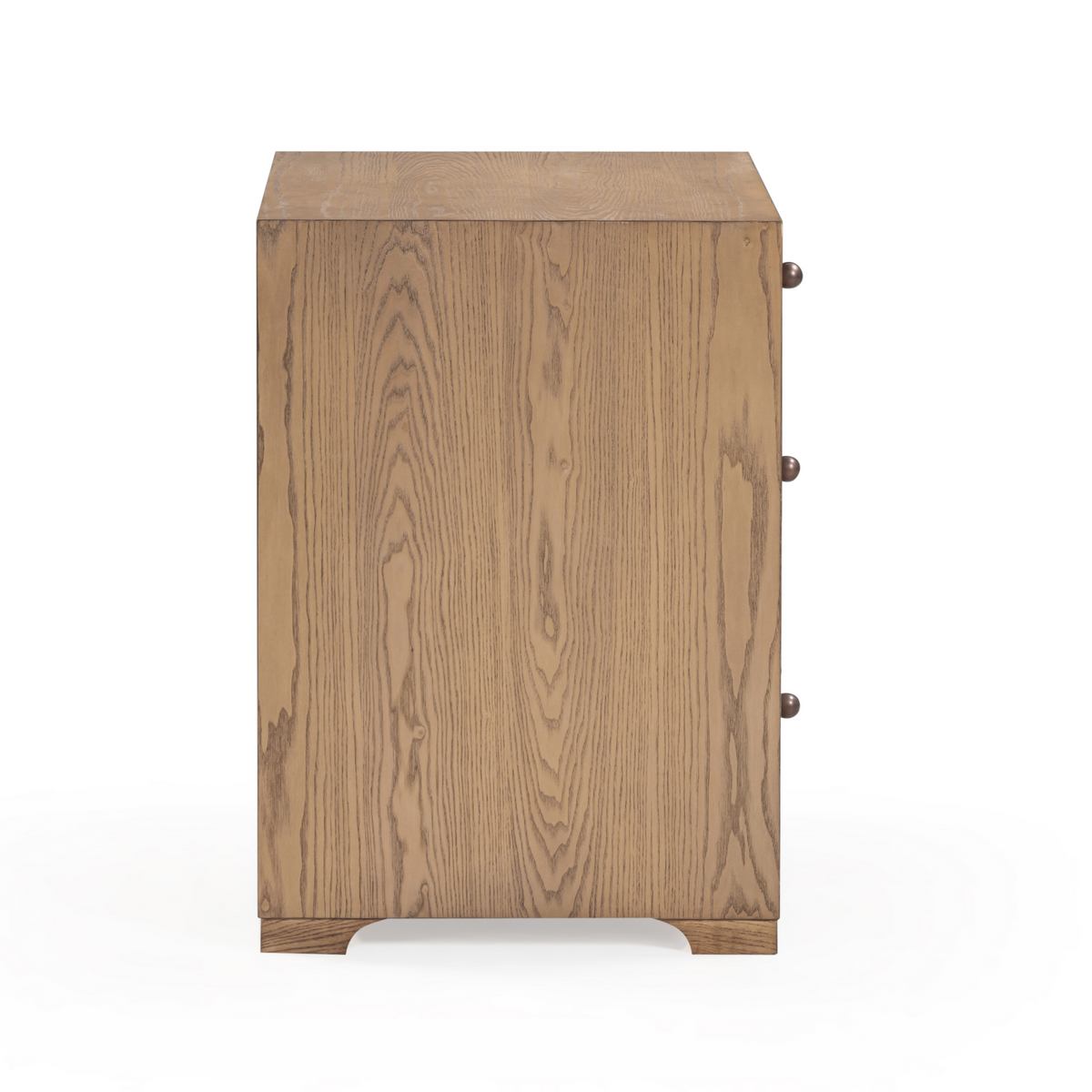 TOV Furniture Laurentis Light Taupe Suede and Wood 3-Drawer Nightstand
