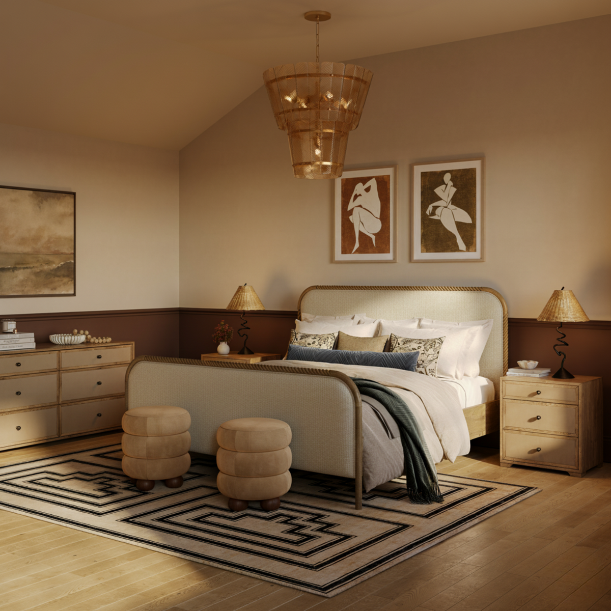 TOV Furniture Hatia Natural Basketweave Panel Bed