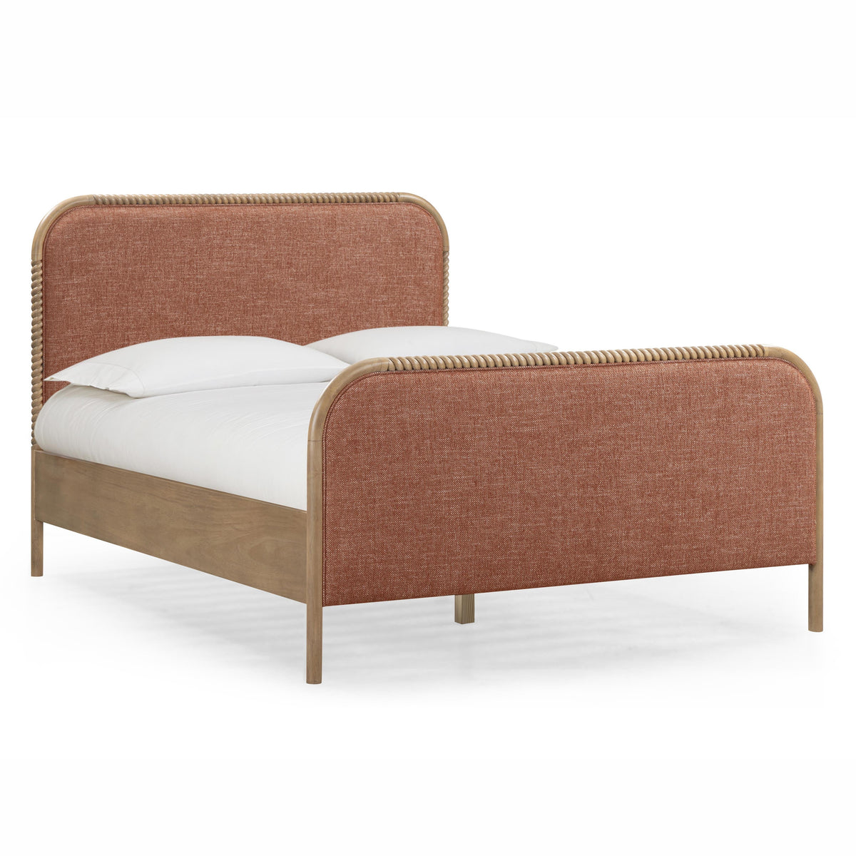 TOV Furniture Hatia Sienna Red Basketweave Panel Bed in Sienna Red fabric, primary product view