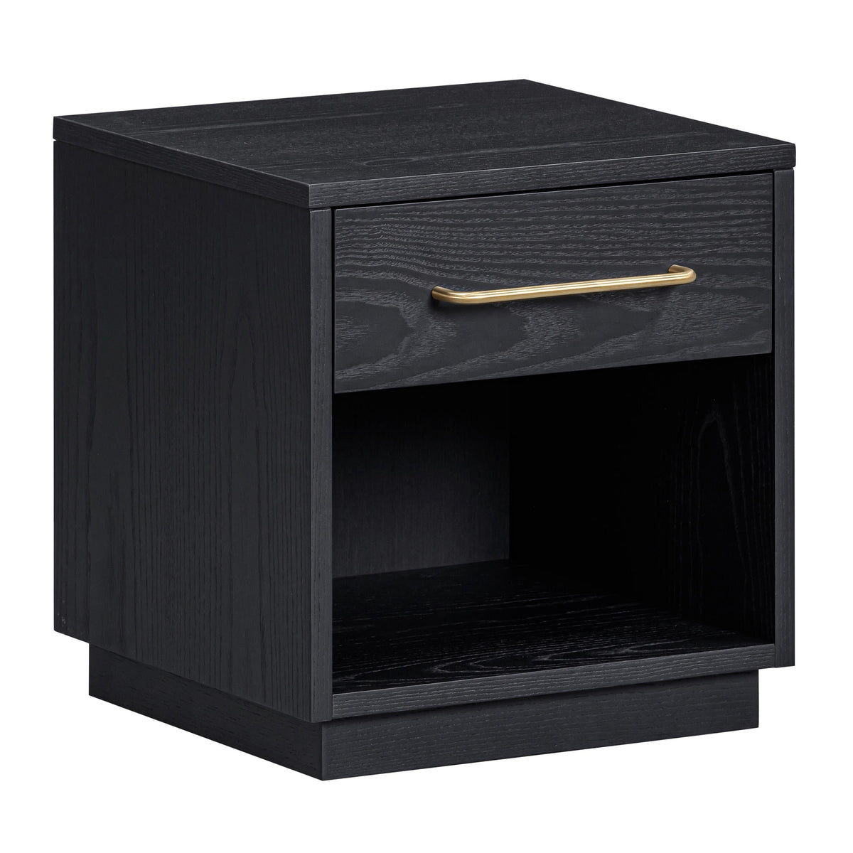 TOV Furniture Marlow Black Wood Nightstand With Drawer in black wood finish, primary product view