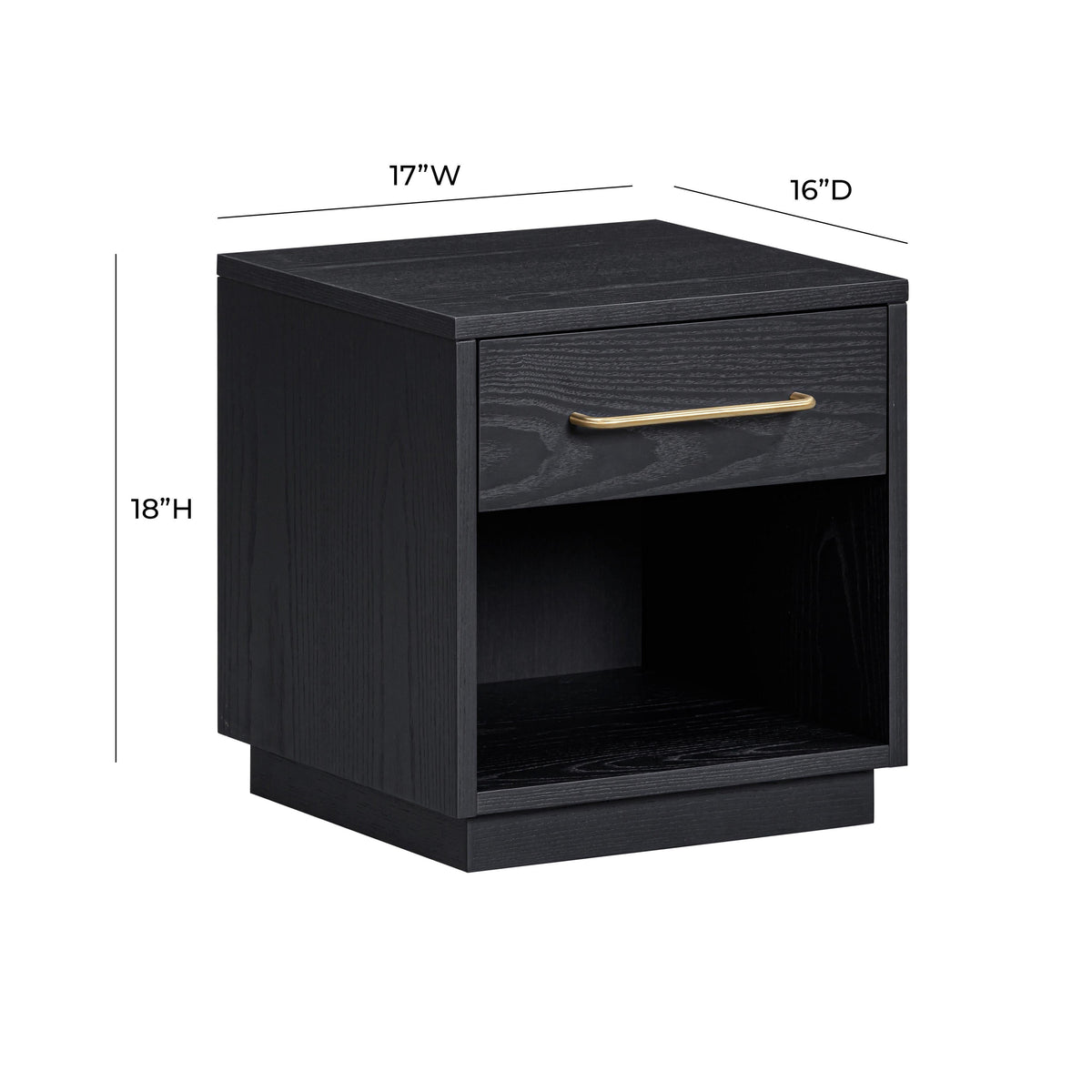 TOV Furniture Marlow Black Wood Nightstand With Drawer