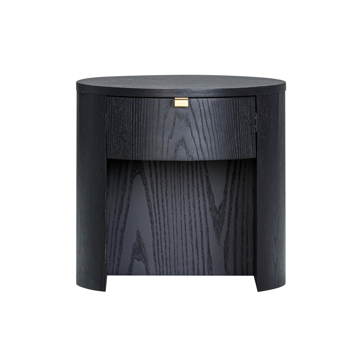 TOV Furniture Marlow Black Wood Round Nightstand With Drawer