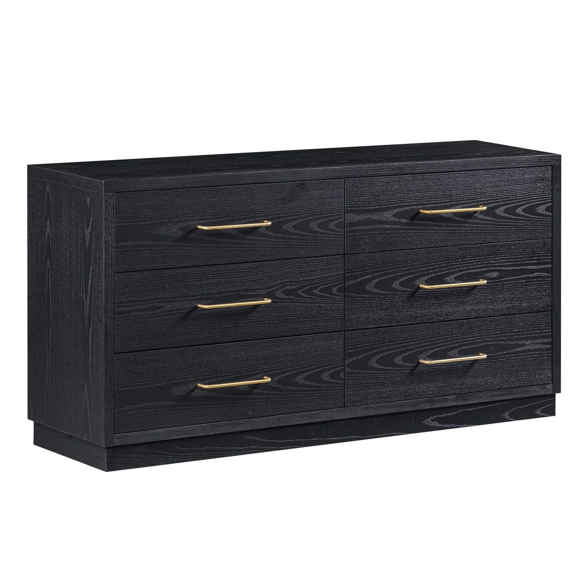 TOV Furniture Marlow Black 6-Drawer Wood Dresser in black finish, primary product view