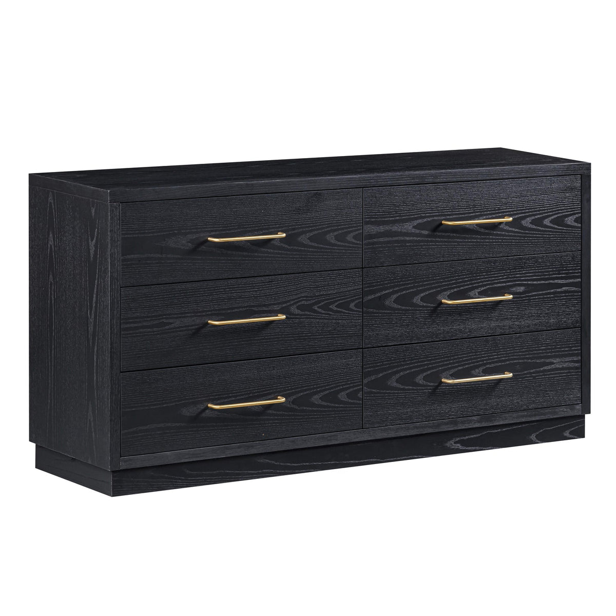 TOV Furniture Marlow Black 6-Drawer Wood Dresser in black finish, primary product view
