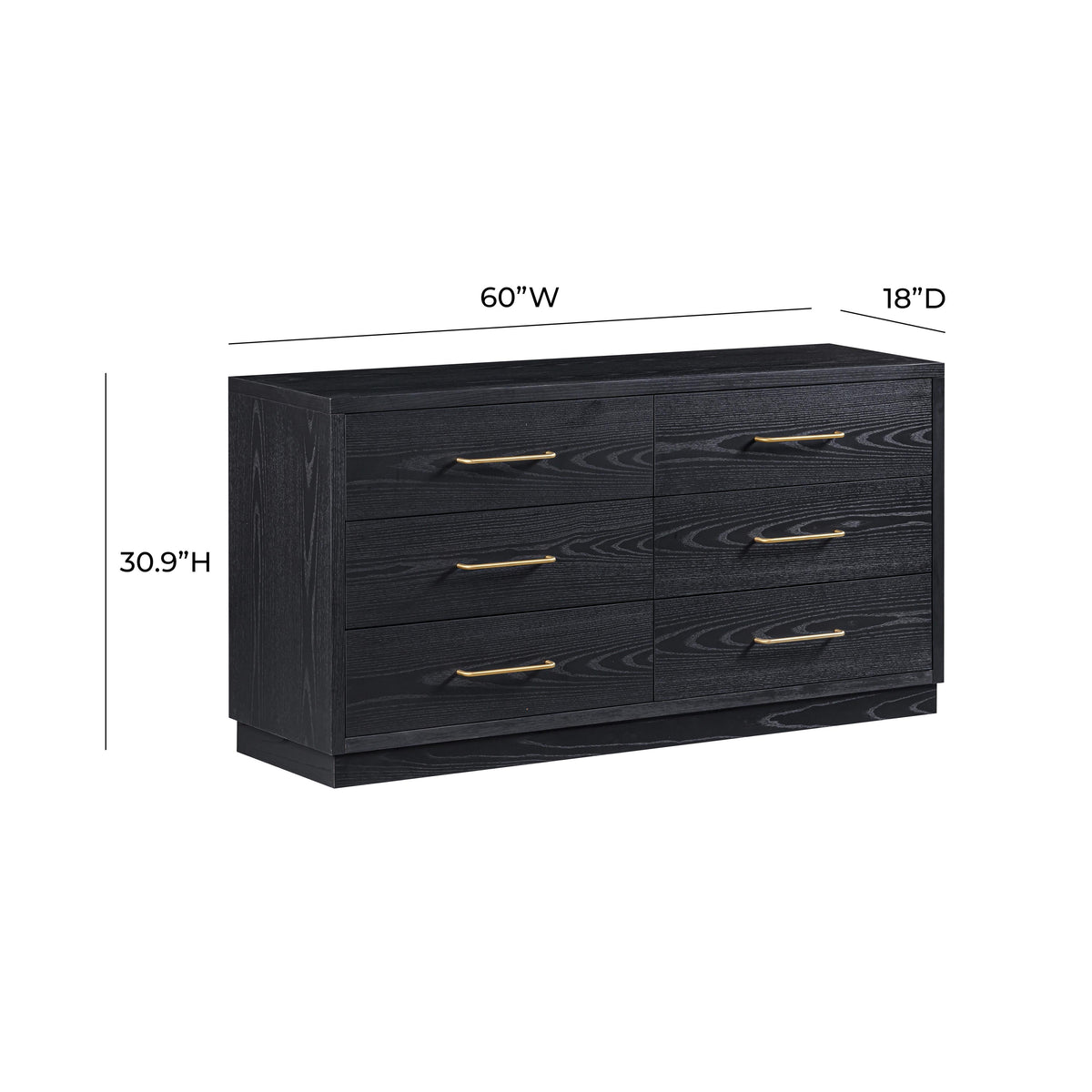TOV Furniture Marlow Black 6-Drawer Wood Dresser