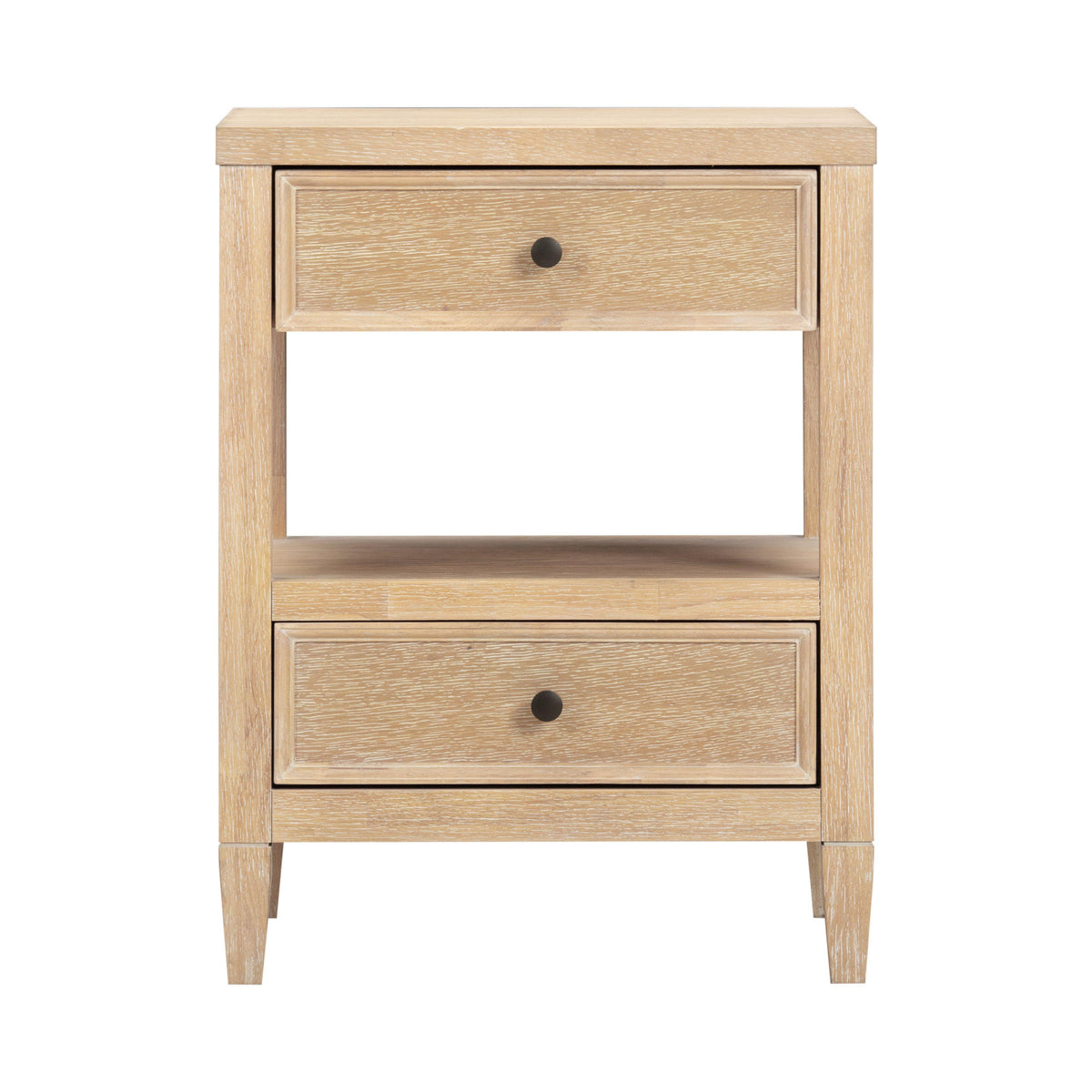 TOV Furniture Bristol Park Whitewashed Oak Wood 2-Drawer Nightstand