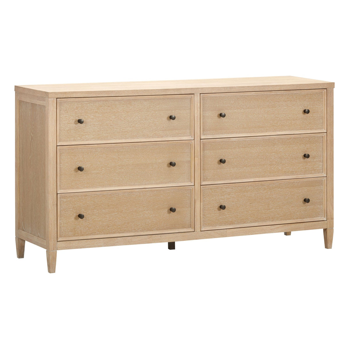 TOV Furniture Bristol Park Whitewashed Oak Wood 6-Drawer Dresser in natural oak veneer, primary product view