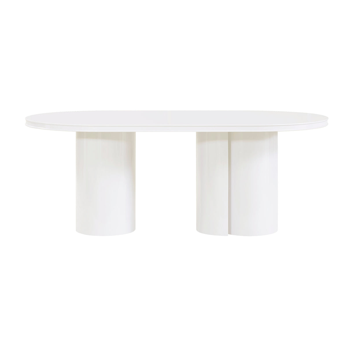 TOV Furniture Elora White Lacquer 79in Oval Dining Table
