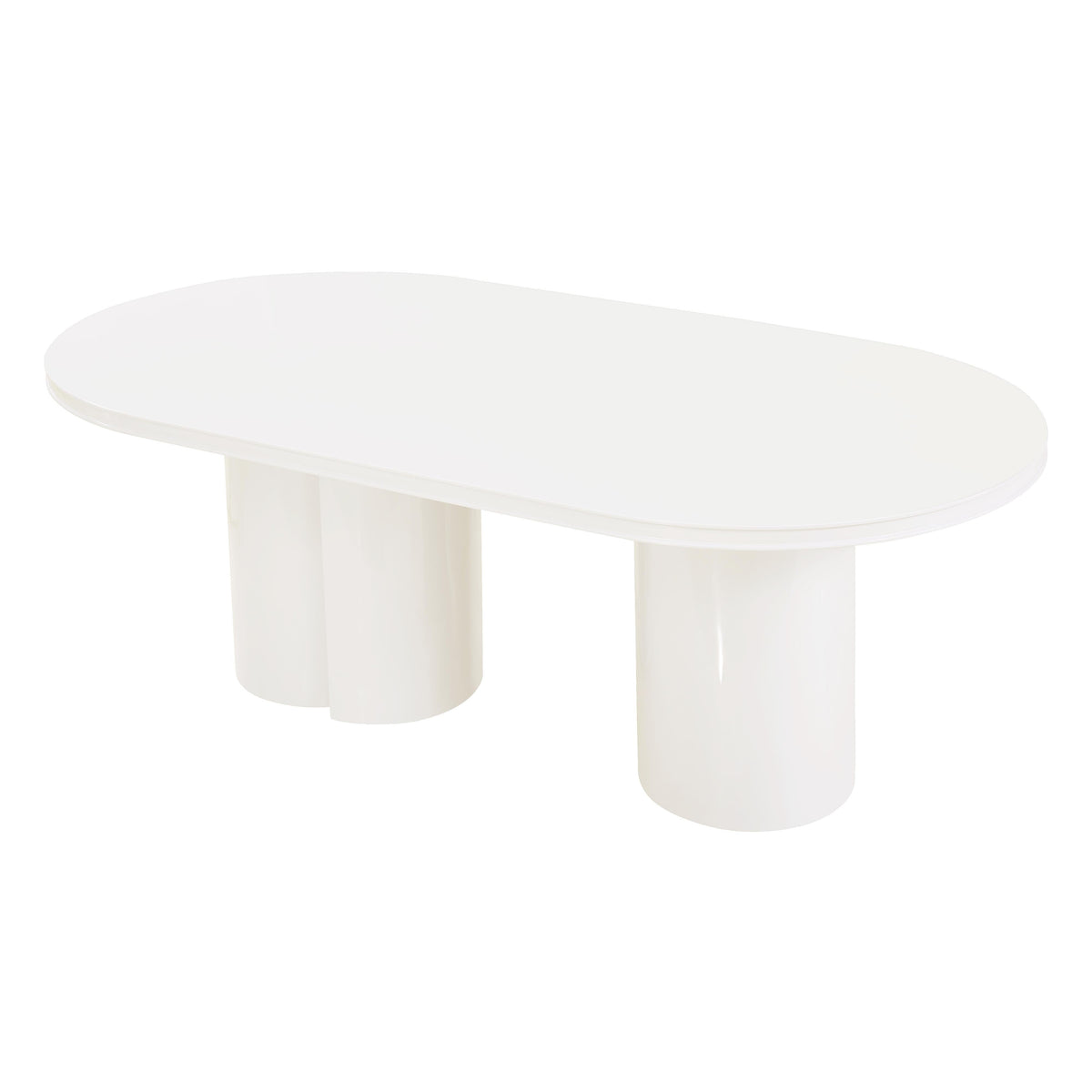TOV Furniture Elora White Lacquer 79in Oval Dining Table