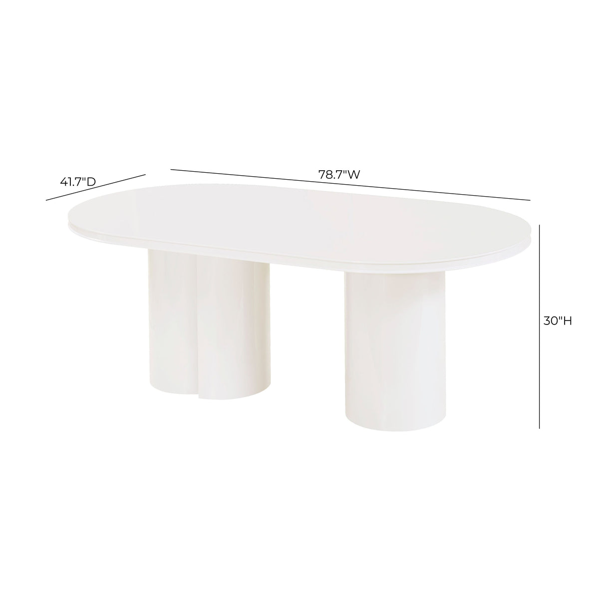 TOV Furniture Elora White Lacquer 79in Oval Dining Table