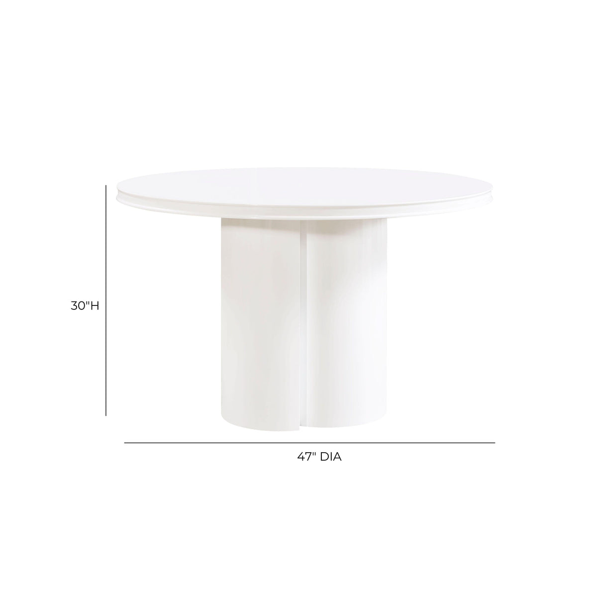 TOV Furniture Elora White Lacquer Round Dining Table