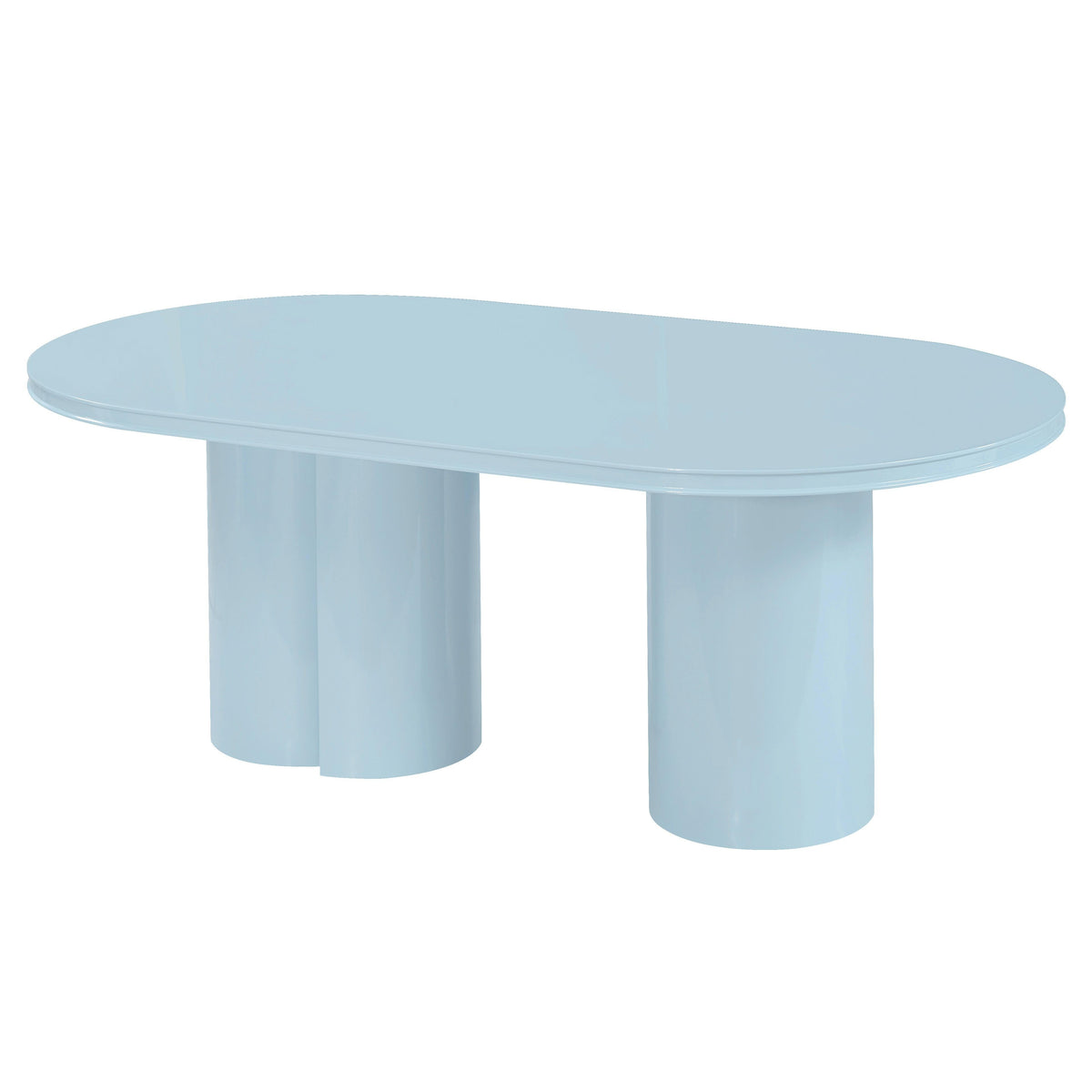 TOV Furniture Elora Blue Lacquer 79in Oval Dining Table in blue lacquer over MDF and plywood, primary product view