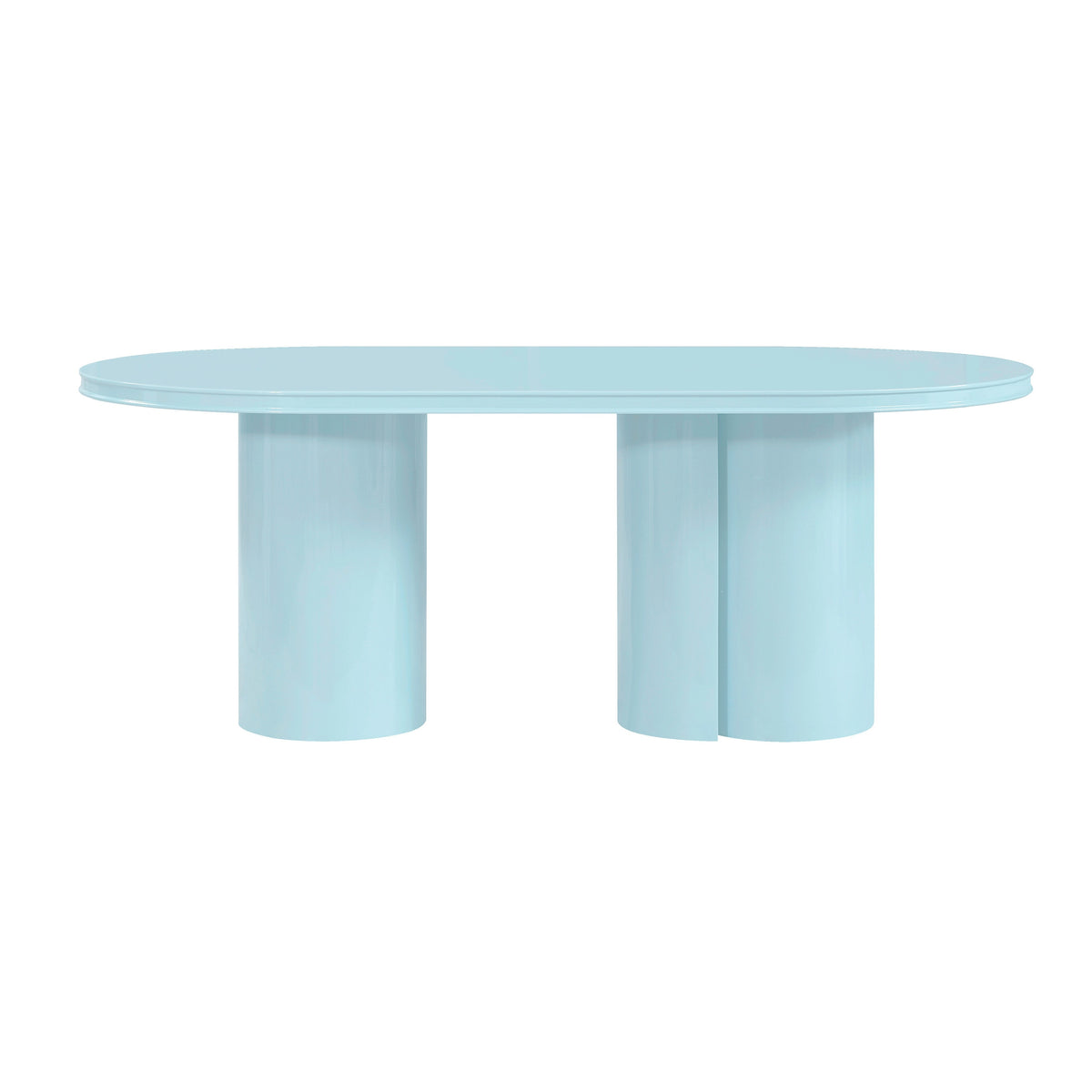 TOV Furniture Elora Blue Lacquer 79in Oval Dining Table