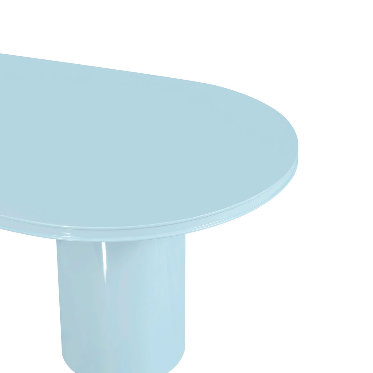 TOV Furniture Elora Blue Lacquer 79in Oval Dining Table
