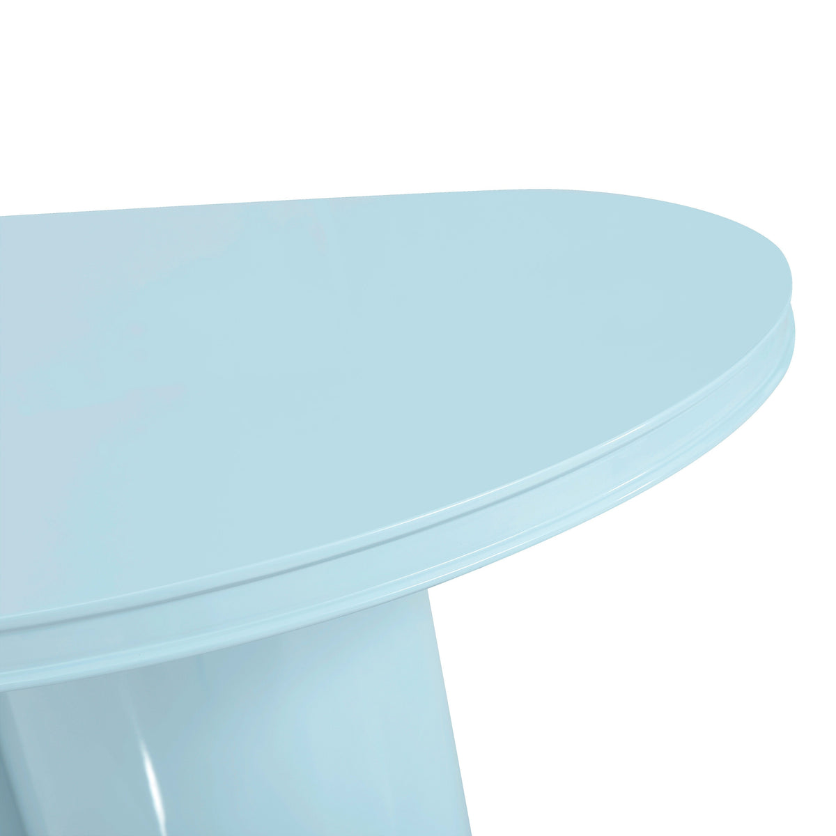 TOV Furniture Elora Blue Lacquer 79in Oval Dining Table