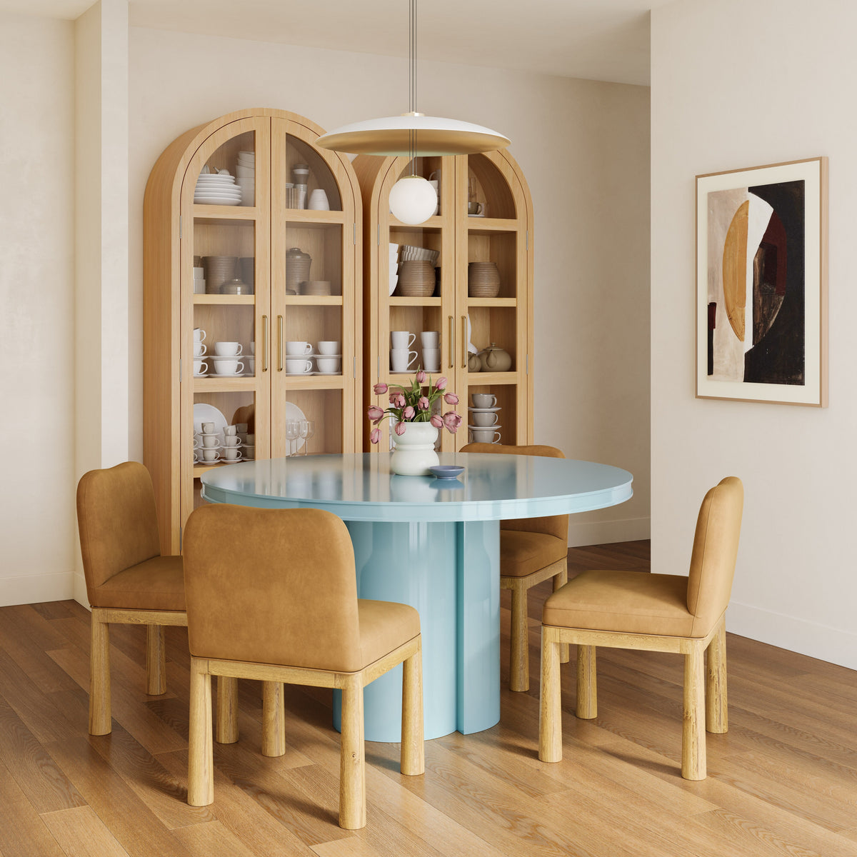 TOV Furniture Elora Blue Lacquer Round Dining Table
