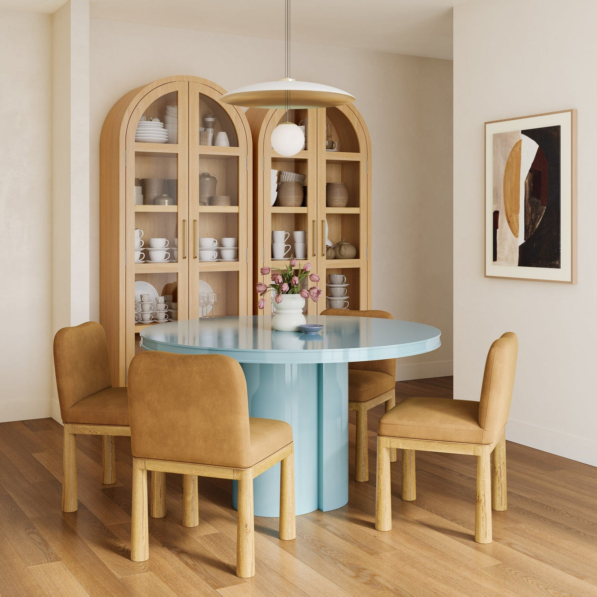 TOV Furniture Elora Blue Lacquer Round Dining Table