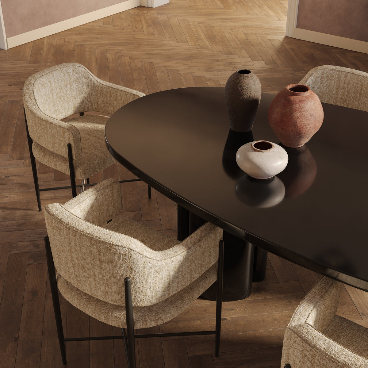 TOV Furniture Zola Black Lacquer Oval Dining Table