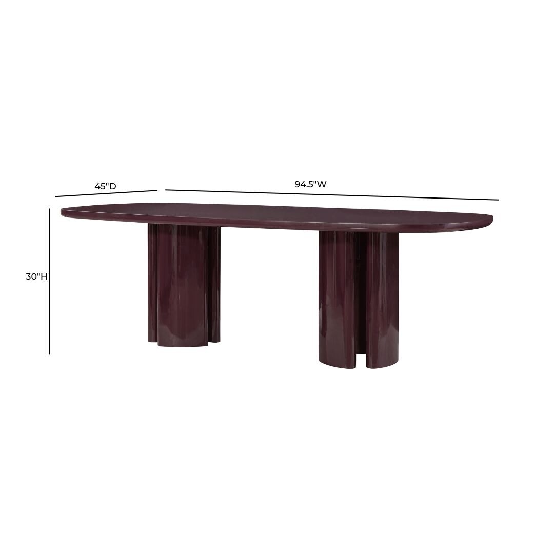TOV Furniture Zola Burgundy Lacquer Oval Dining Table