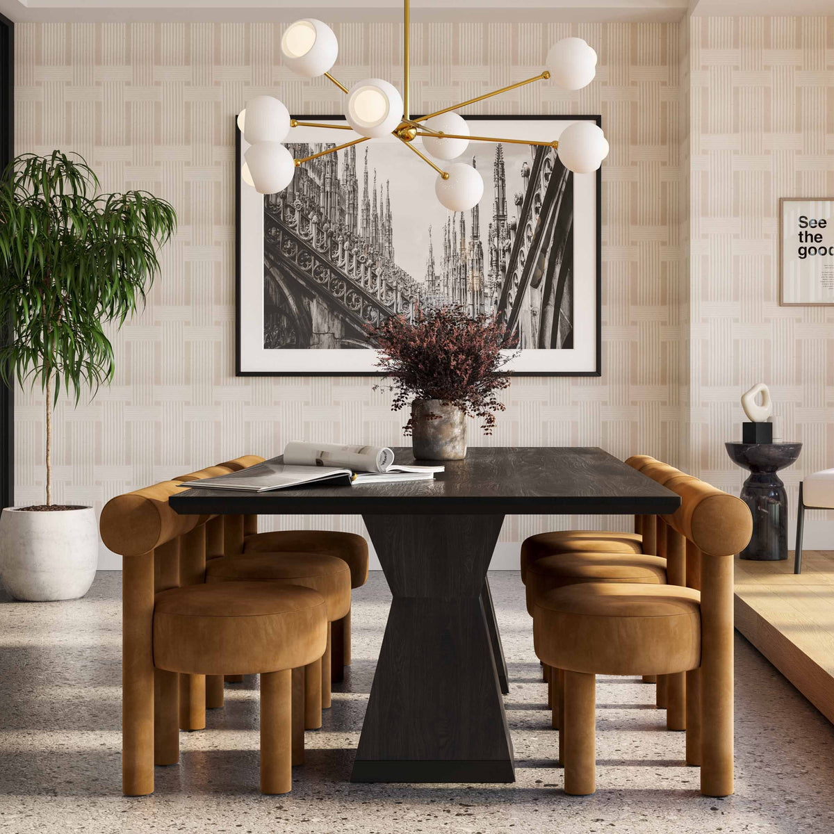 TOV Furniture Nolan Black Wood Rectangular Dining Table