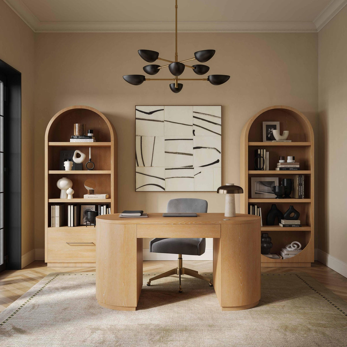 TOV Furniture Marlow Natural Wood Executive Desk With Storage