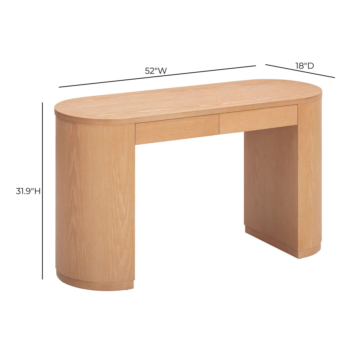 TOV Furniture Marlow Natural Wood 2-Drawer Writing Desk