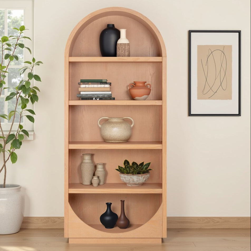 TOV Furniture Marlow Natural Wood Bookcase in natural acacia and ash veneer, primary product view