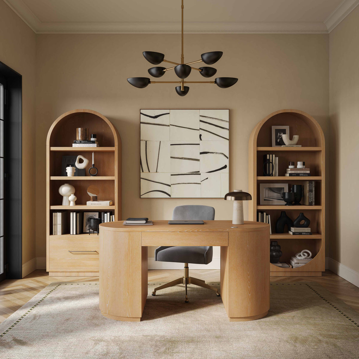 TOV Furniture Marlow Natural Wood Bookcase With File Drawer