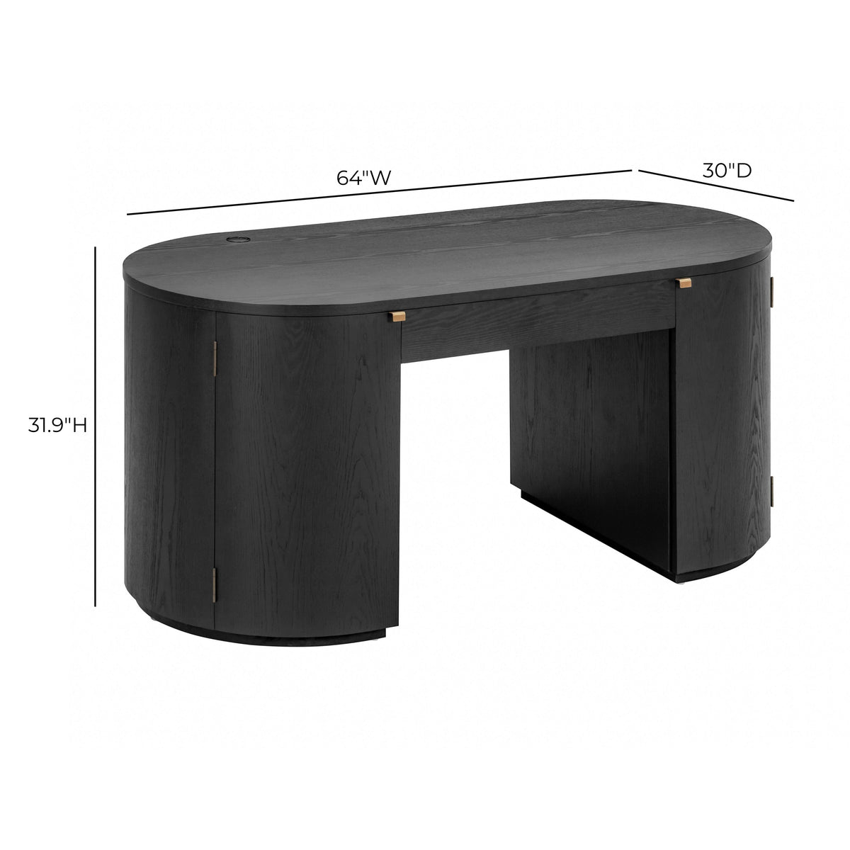 TOV Furniture Marlow Black Wood Executive Desk With Storage