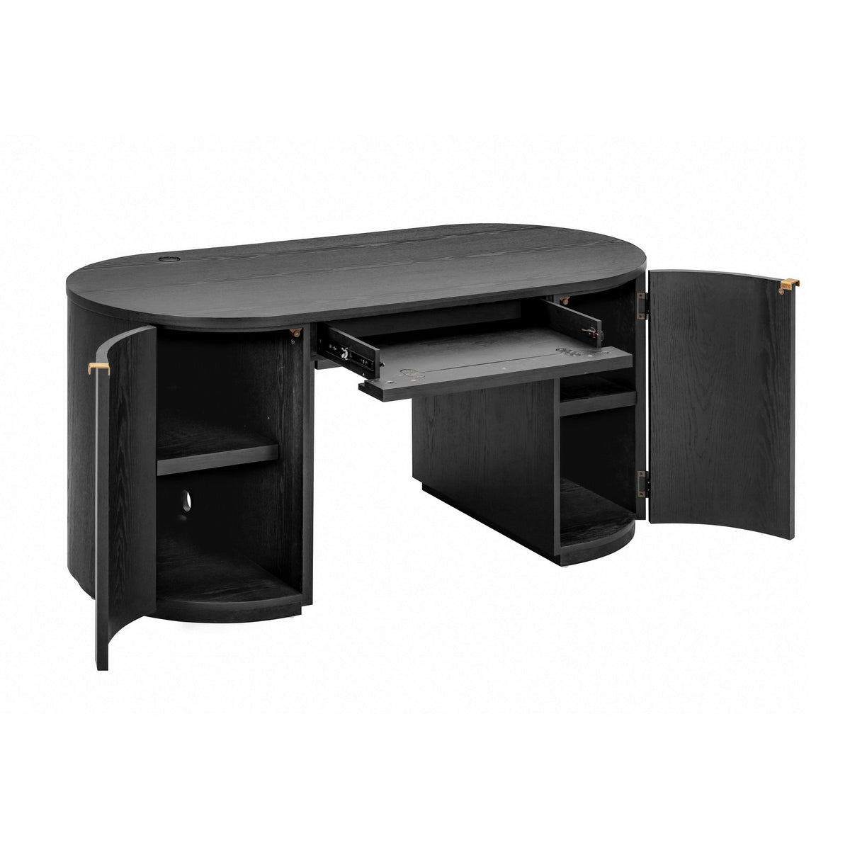 TOV Furniture Marlow Black Wood Executive Desk With Storage