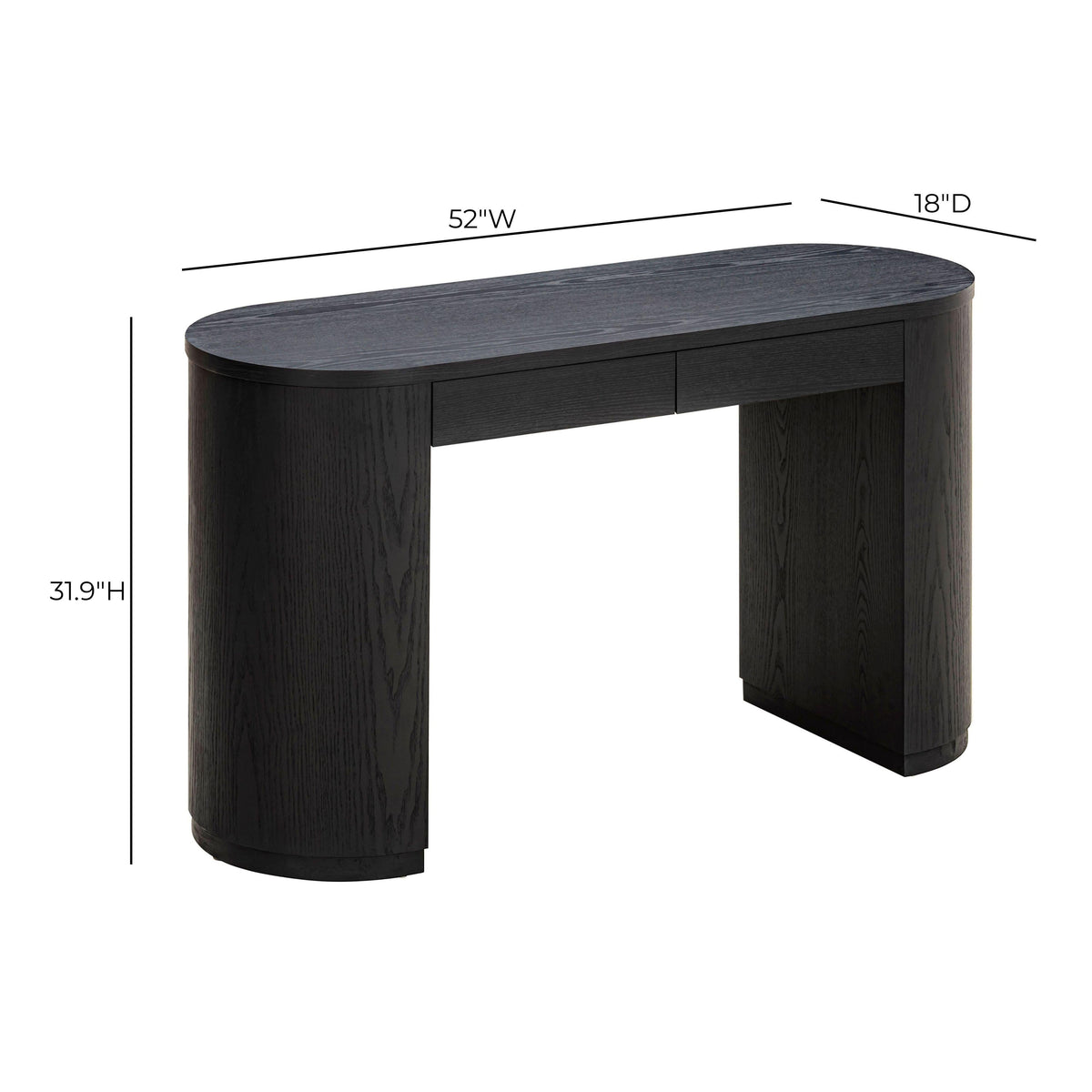 TOV Furniture Marlow Black Wood 2-Drawer Writing Desk