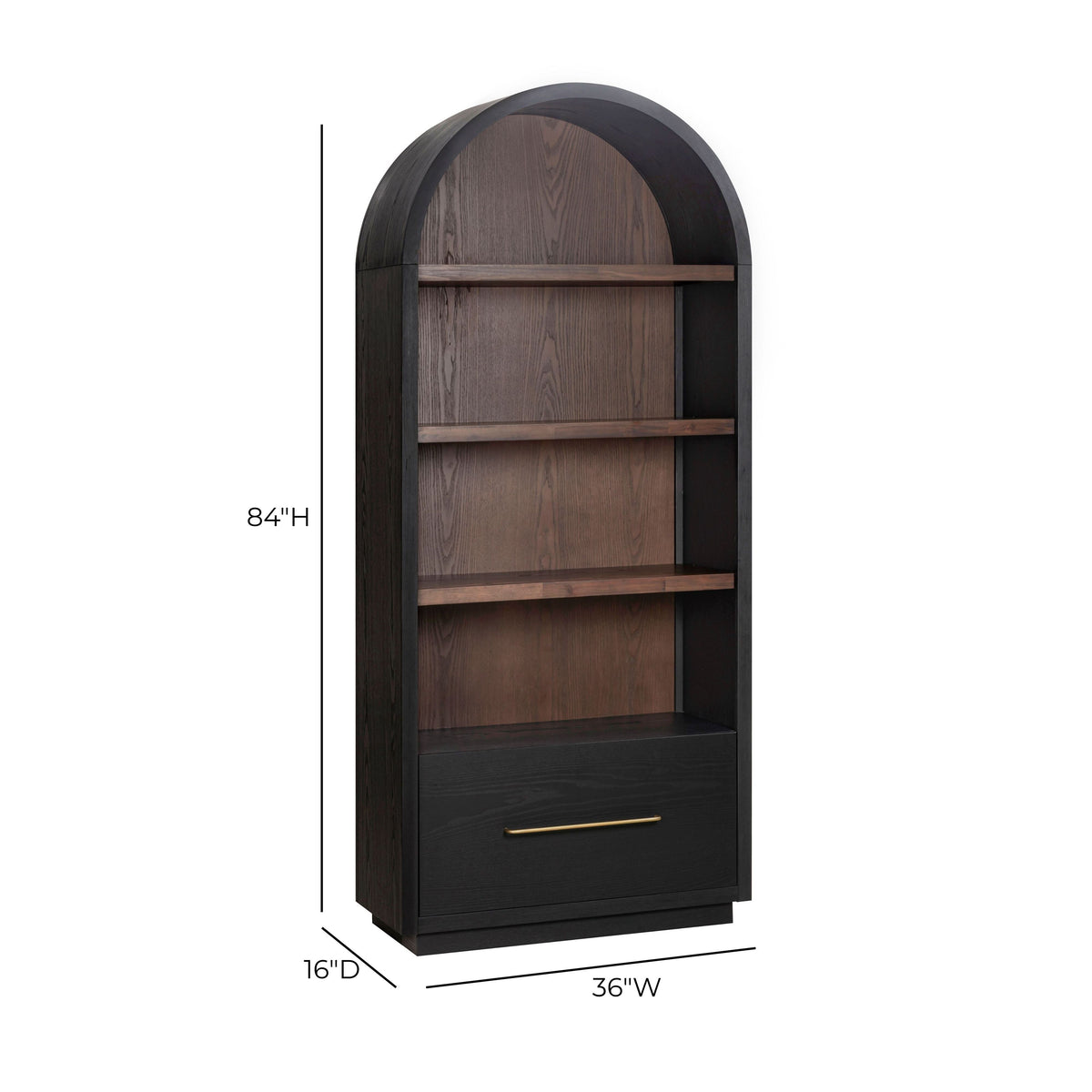 TOV Furniture Marlow Black Wood Bookcase With File Drawer