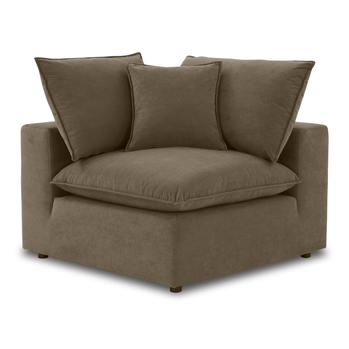 TOV Furniture Cali Chocolate Brown Performance Velvet Corner Chair in chocolate brown velvet, primary product view
