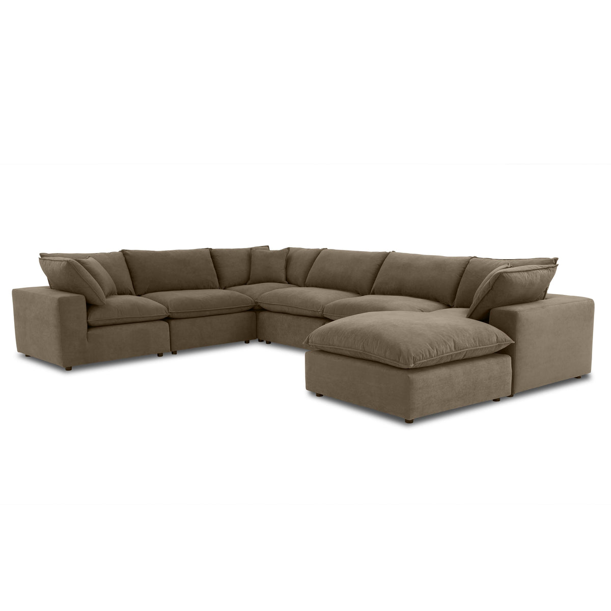 TOV Furniture Cali Chocolate Brown Performance Velvet 7-Piece Large Chaise Sectional Sofa in Brown, primary product view