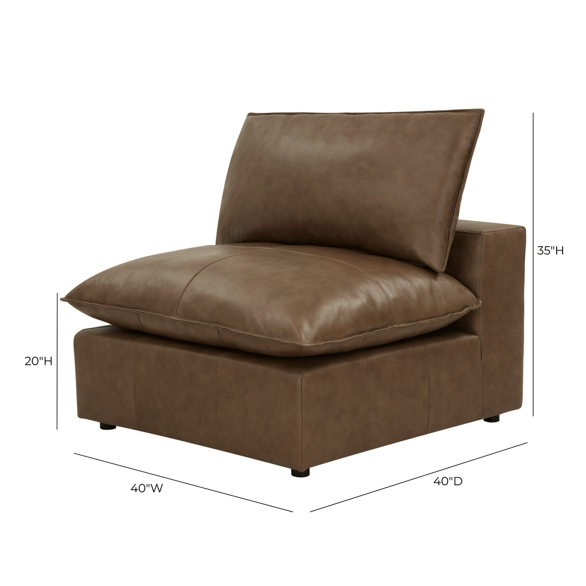 TOV Furniture Cali Brown Leather Modular Armless Chair