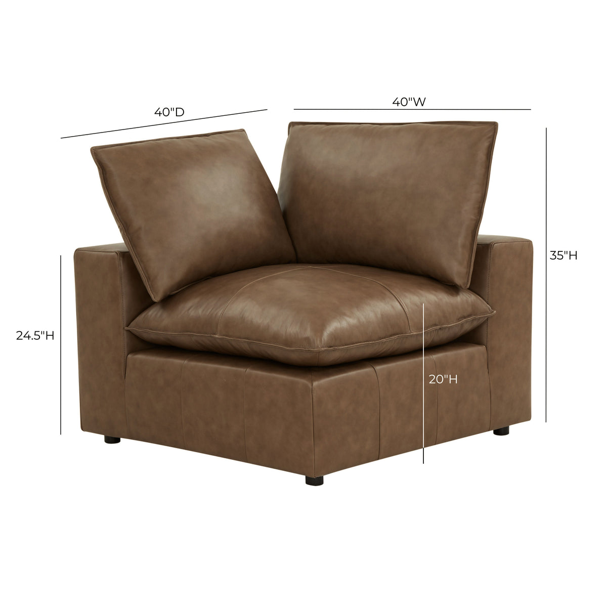 TOV Furniture Cali Brown Leather Modular Corner Chair