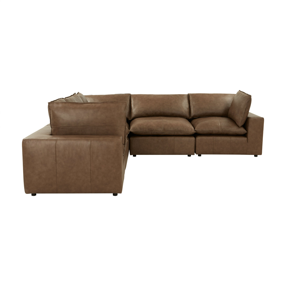 TOV Furniture Cali Brown Leather 5-Piece Modular L-Sectional Sofa