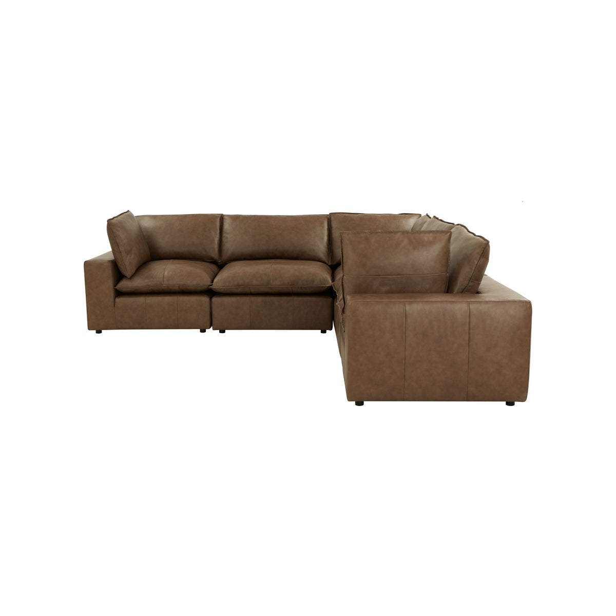 TOV Furniture Cali Brown Leather 5-Piece Modular L-Sectional Sofa