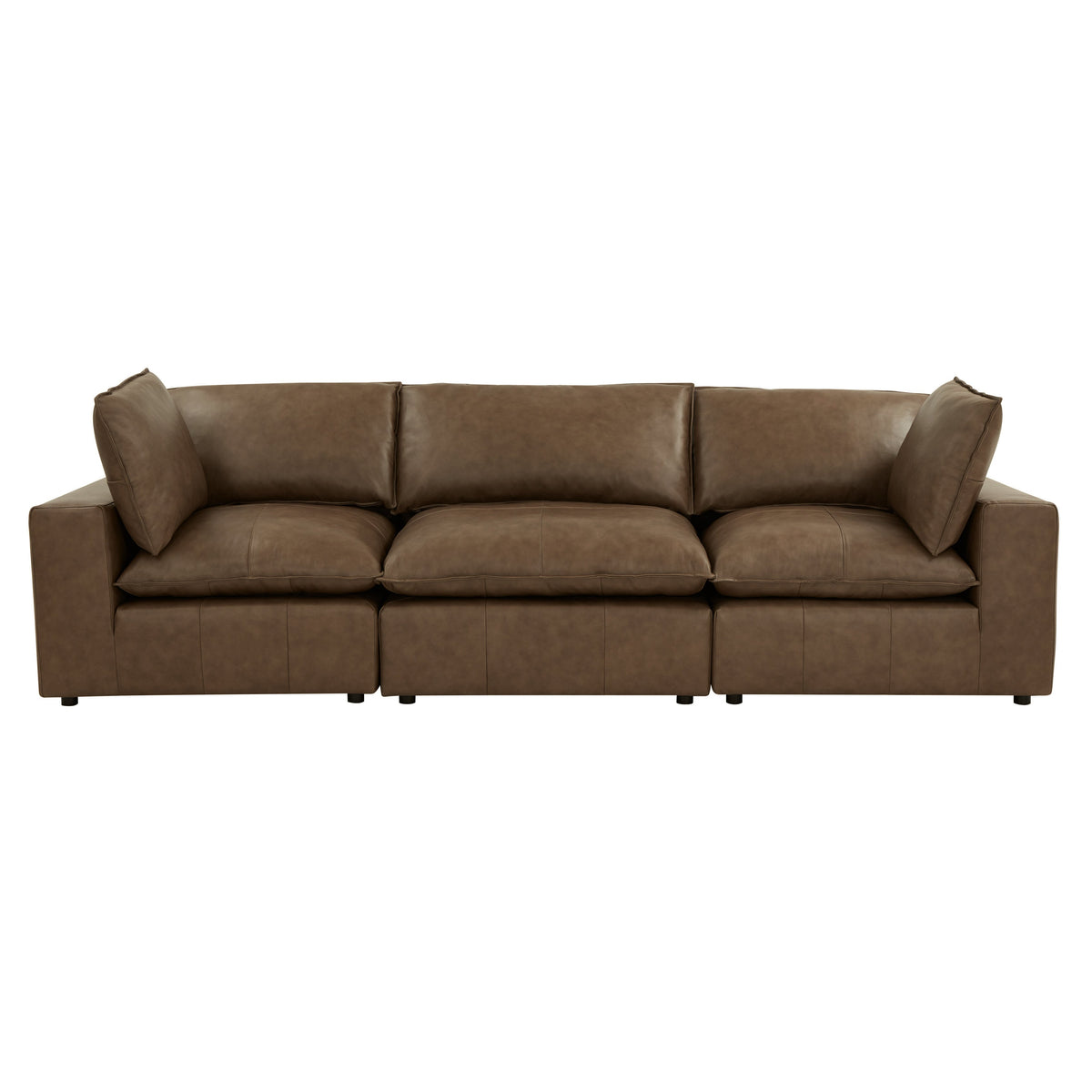 TOV Furniture Cali Brown Leather 120in Modular Sofa
