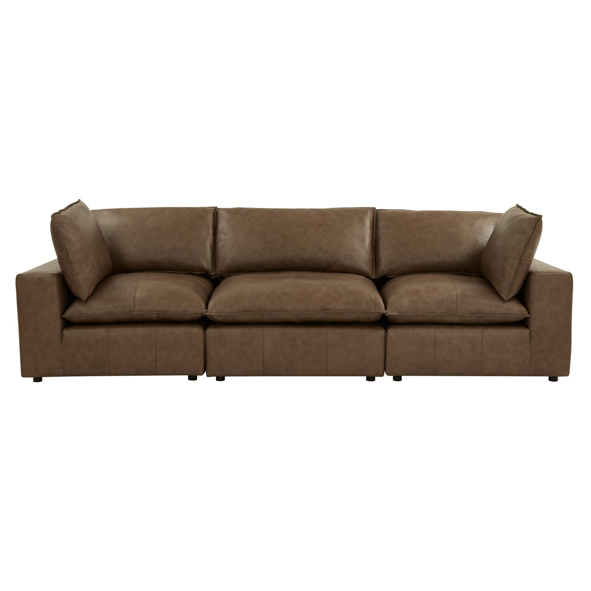 TOV Furniture Cali Brown Leather 120in Modular Sofa