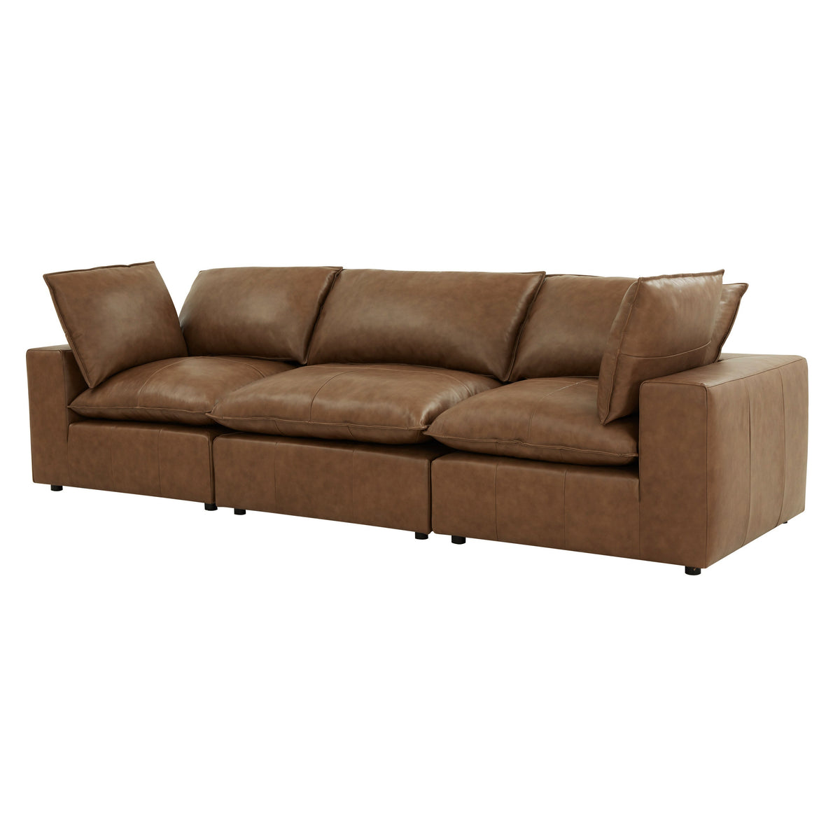 TOV Furniture Cali Brown Leather 120in Modular Sofa